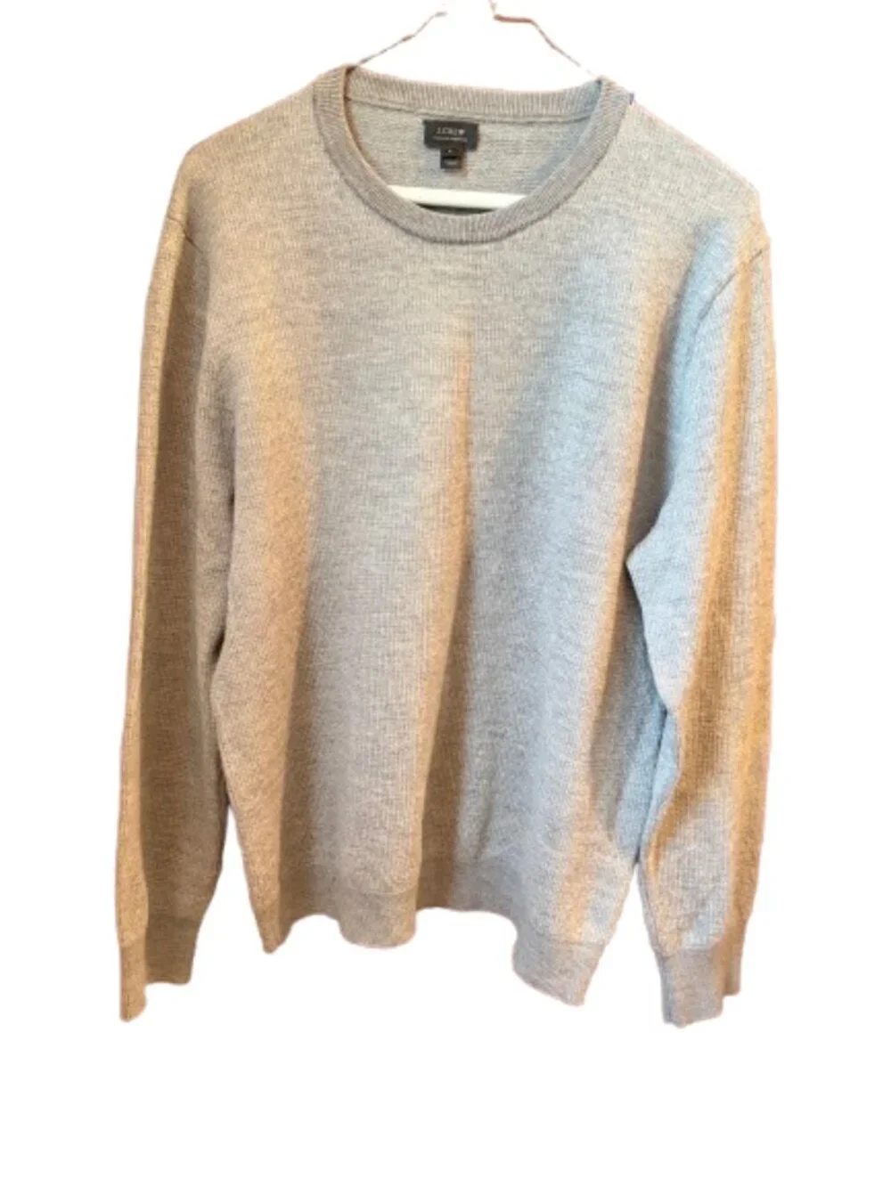 J.Crew Italian Merino Wool Crewneck Sweater Gray Knit Pullover Men's Size L
